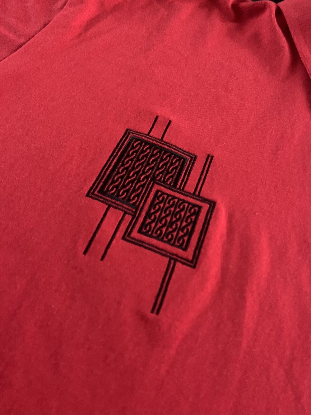 Gabicci Mens red Collar Geometric Design Short Sleeve Shirt Size 2XL Pocket
